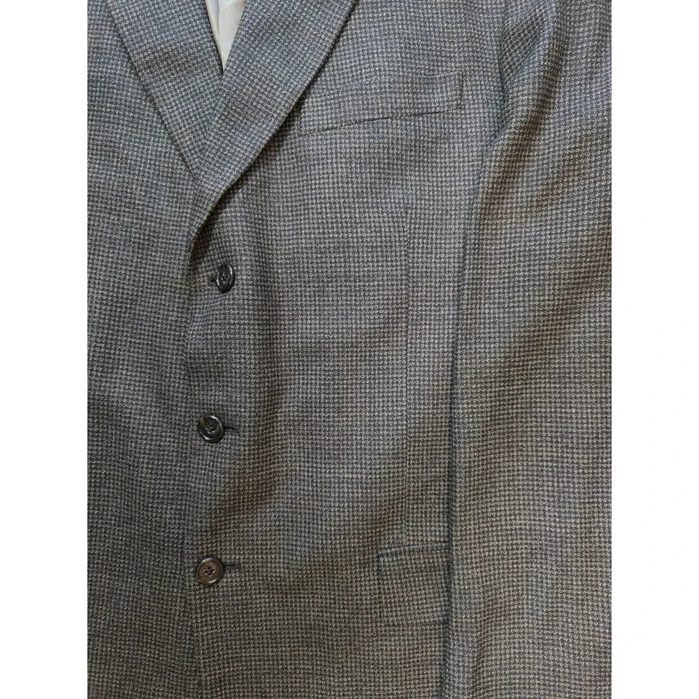 Givenchy Vintage Mens Brown Check Blazer Sport Coat 44L Made in USA 3 Button